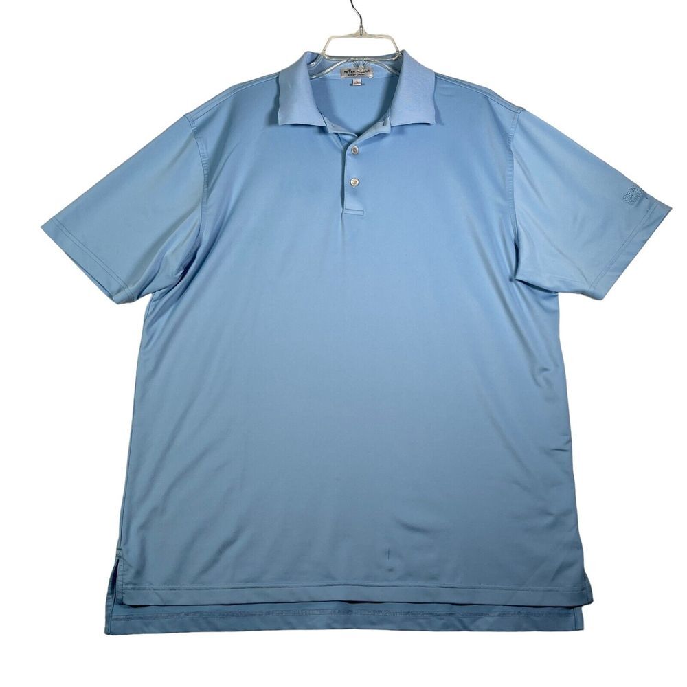 Peter Millar Polo Shirt Mens Size L Blue Summer Comfort‎ Short Sleeve Golf *FLAW